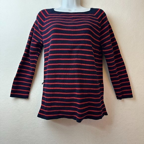 Ralph Lauren Sweater Womens xl Blue‎ Red Striped tunic designer VTG - Picture 1 of 5